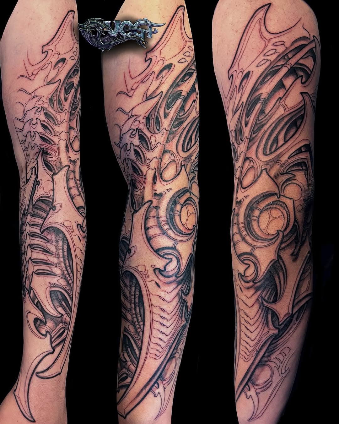 The beginning of Tom’s sleeve. I really appreciate all of you who choose to get tattooed by me. Thanks Tom! #biomech #bioorganic #biomechanical #artist #art #alien #scifi #scifiart  #milwaukeetattoo #tattooedwomen #tattooed #milwaukeetattooartist  #jasonvogt #jasonvogttattoo #tattoo #tattoos #tattooer #tattooartist #darkartists #linework #blackwork #ink #inked #wisconsintattooartist #tattoolife #tattooart #visionaryart #conceptart