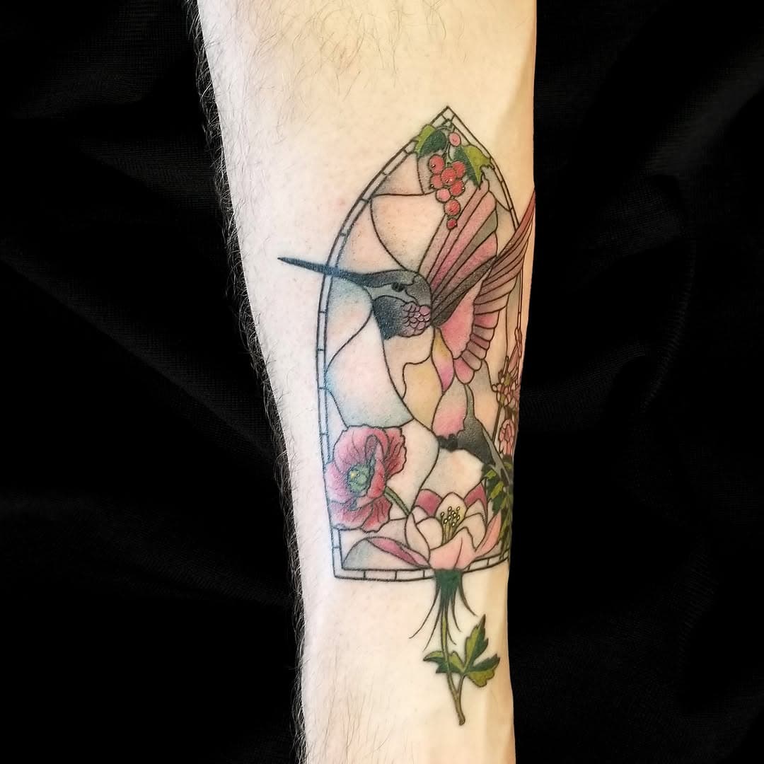 Love this hummingbird stained glass tattoo by @dazydia.art ✨ Swipe to see more amazing angles of this beauty and other stained glass designs she has available! Fill out our booking request form to get your own gorgeous piece from Lydia.

Our Emerge Art Show is just 1 week away! Be sure to come by next Saturday March 22 from 4-7 to see all the amazing new art from Lydia and 5 other local artists and have the chance to win a $100 gift card you can use on a tattoo or in the gallery! 🌸

#hummingbirdtattoo #sta #stainedglasstattoo #naturetattoo #naturetattoos #colortattoo #colortattoos #hummingbirdart #birdtattoo #olympiawa #olympiawashington #tumwaterwa #tumwaterwashington #tumwater #thecopperwolf
