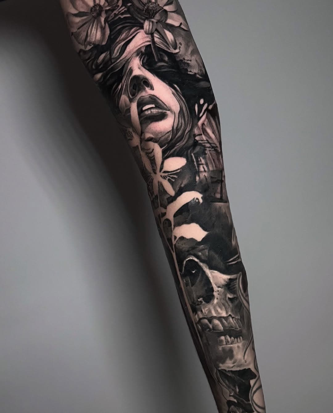 My client wanted to get a tattoo that touched on the idea of death being peaceful and not something to be afraid of.