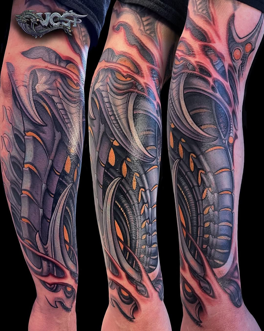 Started Andrew’s lower arm last spring when he came through WI on tour with his band @merlocklives - orb pondering doom outta Washington. Check em out. Thanks as always man! #biomech #bioorganic #biomechanical #artist #art #alien #scifi #scifiart  #milwaukeetattoo #tattooedwomen #tattooed #milwaukeetattooartist  #jasonvogt #jasonvogttattoo #tattoo #tattoos #tattooer #tattooartist #darkartists #linework #blackwork #ink #inked #wisconsintattooartist #tattoolife #tattooart #visionaryart #conceptart