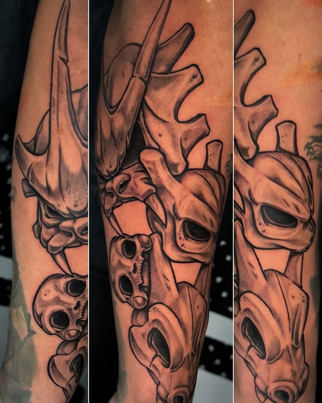 Stage one of this pile of Pokémon skulls. Love creepy meets cute! Color next time.

~🐀~
#pokemon #skulltattoo #skull #pokemontattoo #videogametatts #animeinktattoo #darkskintattoos 
Always using:
@prisminthedark shave silk
@demonsupply & @painfulpleasures supplies
@allegoryink blak
@fusion_ink colors
@peakneedles carts & Solice Pro 2