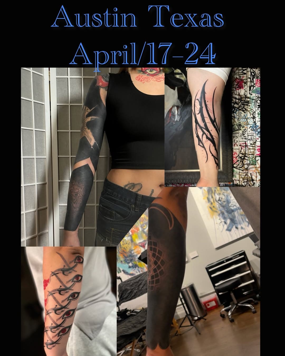 🚨 Guest Work Alert 🚨

🚨Booking Now 🚨
I Am Excited to announce that I will be doing Guest Work @sharpobjectstattoo in Austin Texas from April 17–24. If you are interested in booking an appointment or have any questions please fill out the form in my bio. Thank you in advance
 @hustlebutterdeluxe 
#austintexas #austintattoo #newyorktattooartist #blackwork #blackworktattooartist