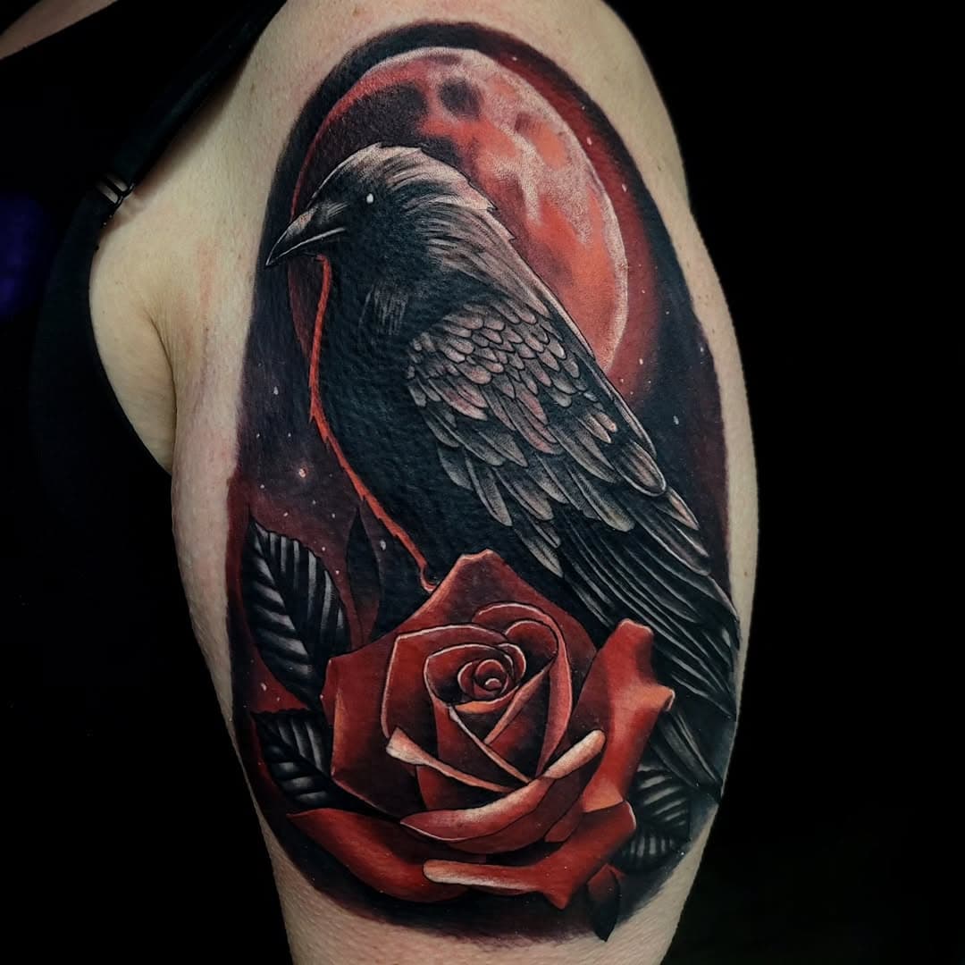 This tattoo meant a lot to me. This is a memorial for Beth's Dad who I was honored enough to call my friend. Mark was a rare breed. He was hands down one of the kindest men I've ever encountered and is missed daily by anyone who knew him. Thank you so much for flying out and trusting me with this tattoo. 
@starbritecolors @electrumsupply #viking #rip #memorialtattoo #raven #colortattoos #temecula #temeculatattoo #murrieta #lakeelsinore #canyonlake #darkhelmettattoo #youaremissed