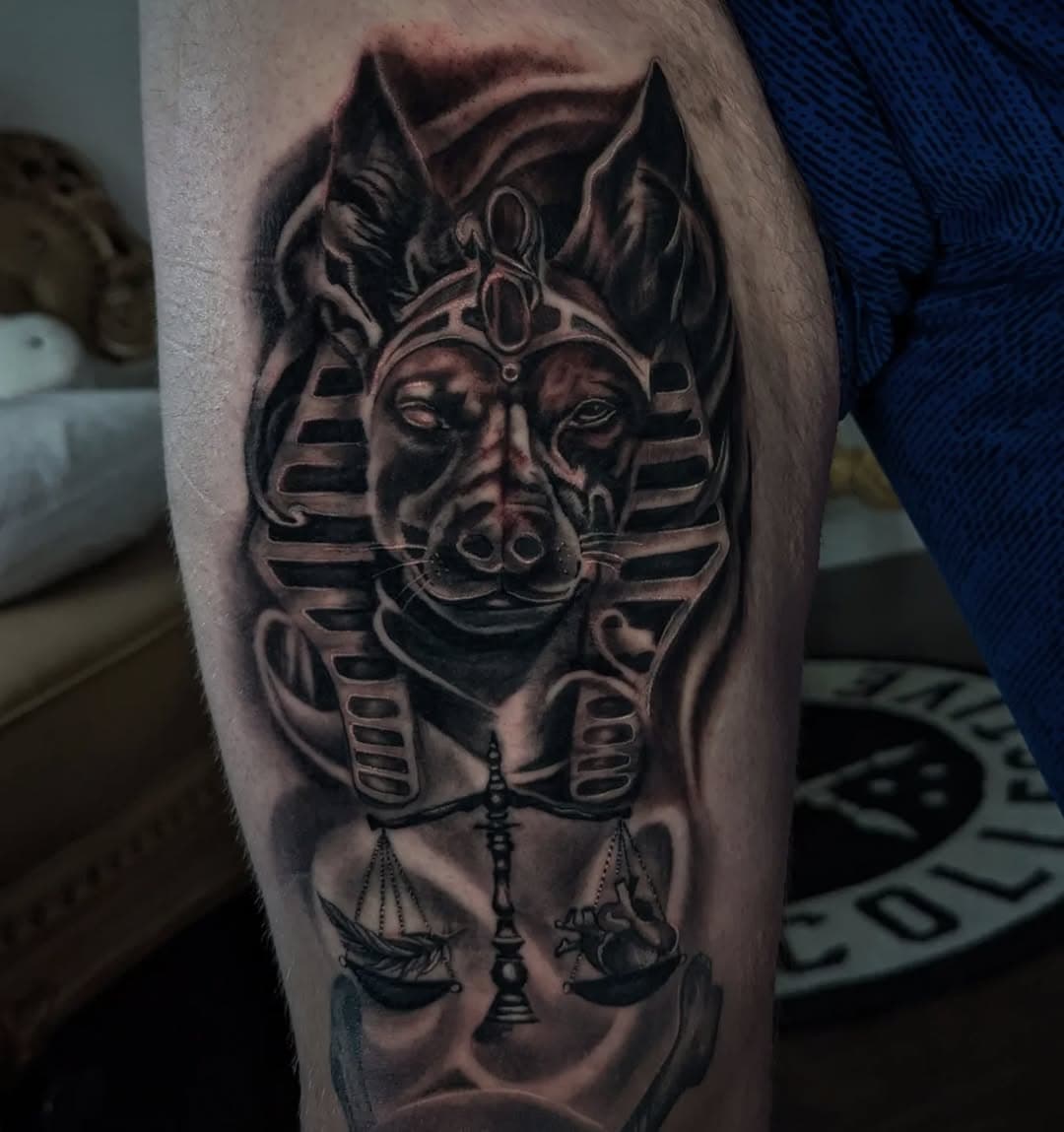 Half healed half fresh Anubis 
DM me or click the link in my bio to book your next tattoo appointment!
Booking Colorado May and June ( I have a few more days in April)

#tattooed #tattoo #tattoos #art #artist #mythology #egypt #anubis