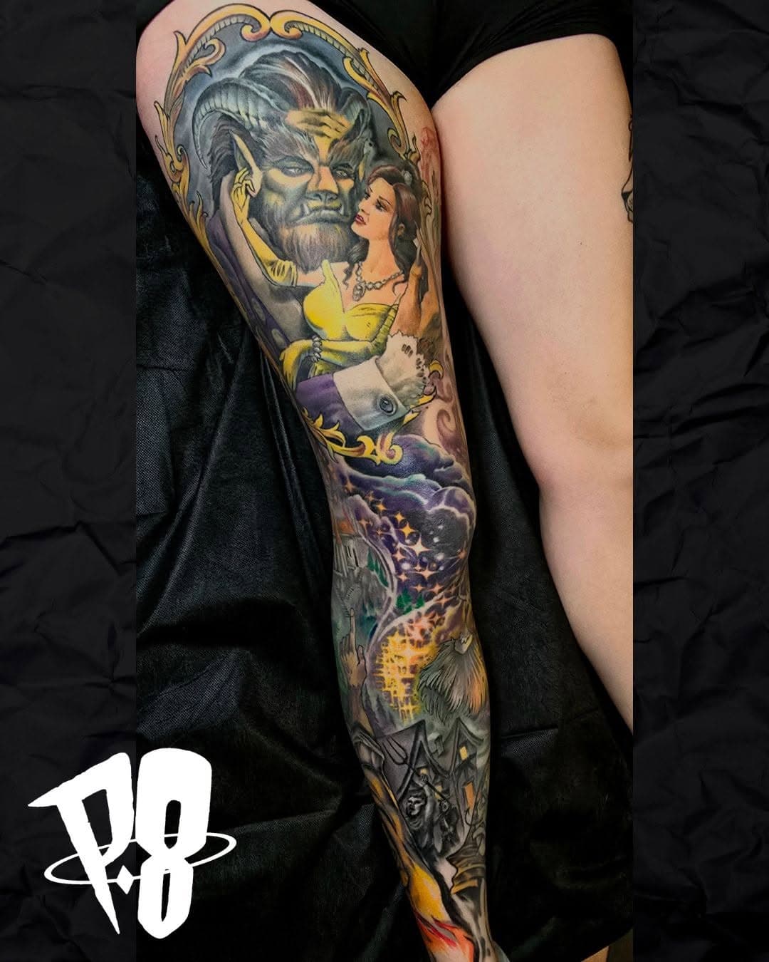 Check out this beautiful, detailed Beauty and the Beast leg tattoo 😍  Absolutely obsessed!

We do it all here at Phantom 8 Tattoo & Piercing! Contact us today to schedule an appointment. 📞(303) 762-0660