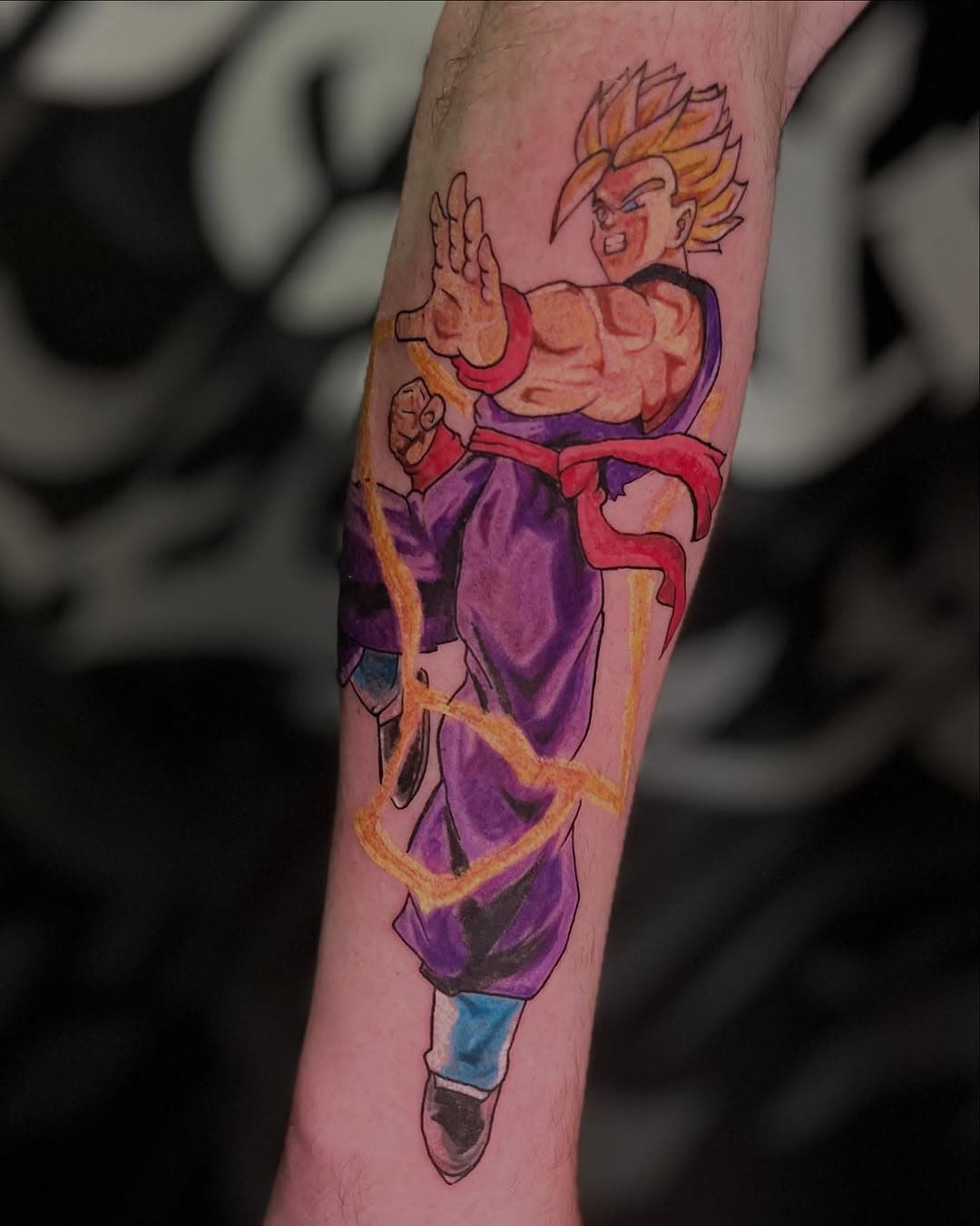 @knot_artistic Start of a new #dragonballz sleeve with Gohan 🐉 #tattooartist #oklahomatattoo #dbztattoo #animetattoo