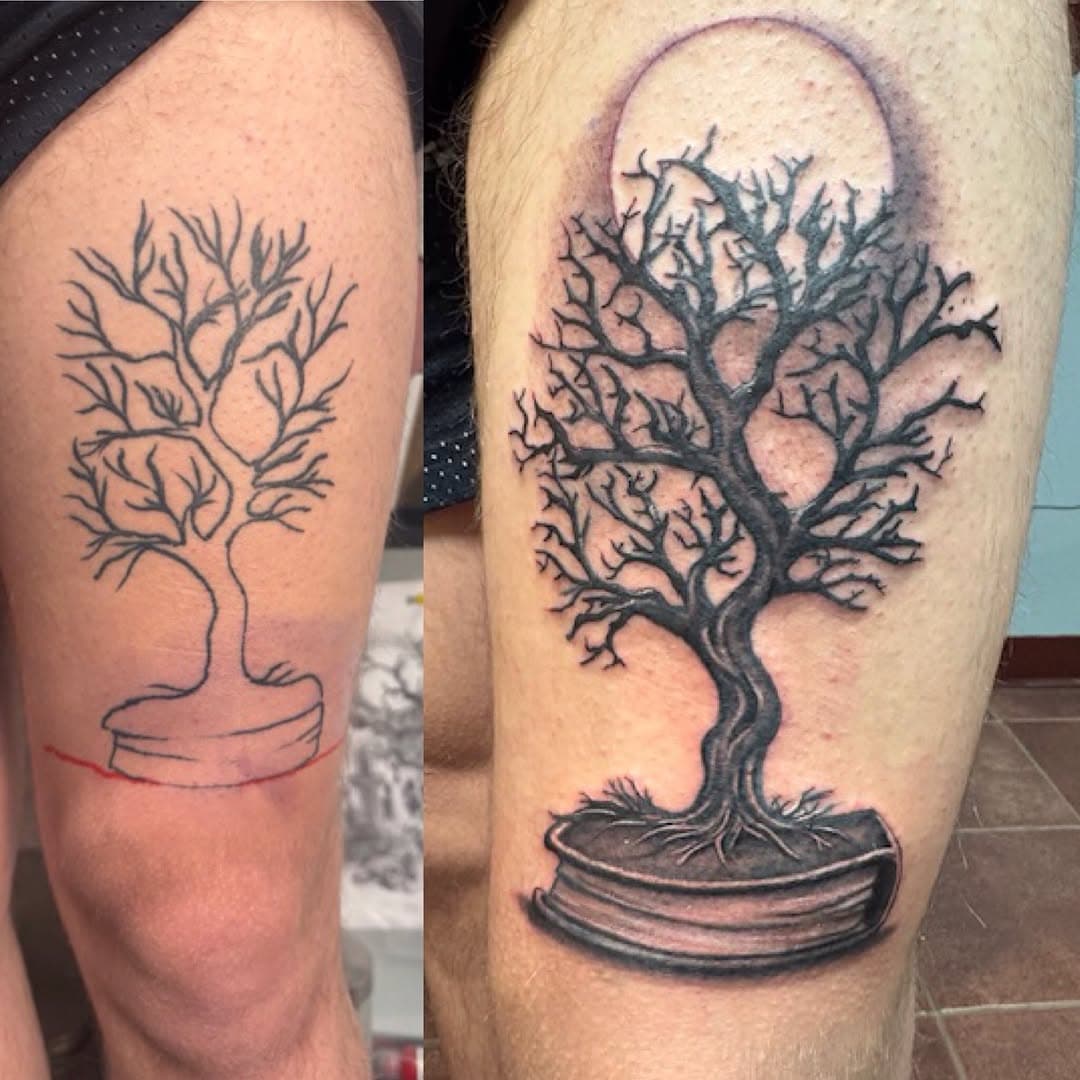 This repair was done by Craig. Client came in with that unfinished tattoo. He wasn’t happy with from somewhere else and Craig made it look how it was supposed to be  #PYRAMIDTattooPGH #Pittsburgh #Tattoo #pyramidtattoo#pittsburghtattooartist #pittsburghpa#TattooArtist #Inked #PittsburghTattooArtist #412#treetattoo