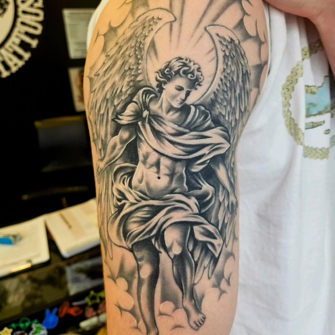 Glorious #angeltattoo by @art2tat2 at @timebombbournemouth on the lovely Harvey :)
Looking for something similar? Pop on in and let's make the magic happen!! :)
109 Old Christchurch Road Bournemouth BH1 1EP 01202 9000 50 Or DM us with your ideas and we will be able to quote!! :)

WhatsApp 07752 913846 

#bournemouthtattoo #tattoo #bournemouth #tattooartist #bournemouthtattooartist #tattoos #pooletattoo #southamptontattoo #tattoodesign #ink #tattooideas #tattoobournemouth #uktattoo #inked #colourtattoo #tattooidea #bournemouthuni #blackwork #blackandgreytattoo #uktta #bournemouthstudents #blackworktattoo #tattooart #tattooist #bournemouthtattoos #bournemouthuniversity #floraltattoo #tattooapprentice #tattoolife